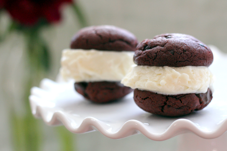 Red Velvet Cookie Ice Cream Sandwiches