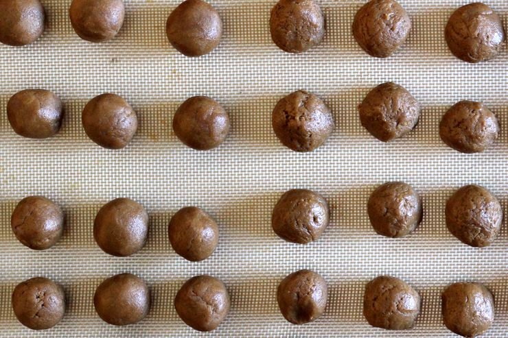 GingerMolassesDoughBalls Roll the ginger molasses cookie dough into ping pong sized balls.