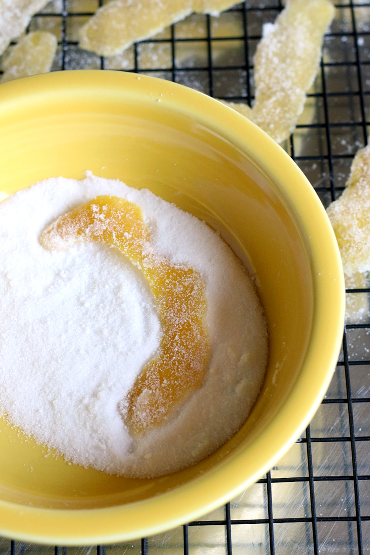 Roll the lemon peel in sugar Roll the lemon peel in sugar