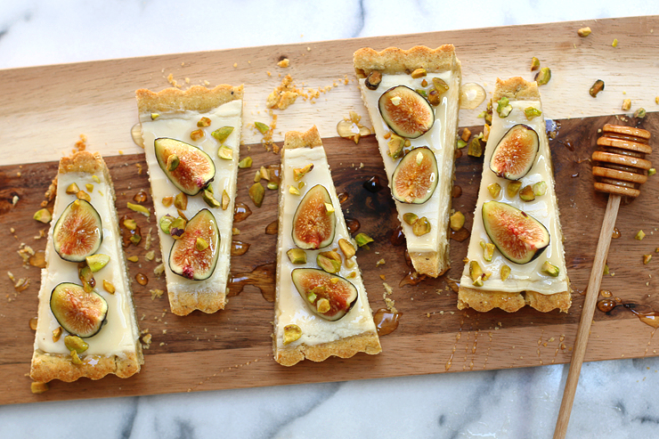 Fig Mascarpone Tart with Pistachio Black Pepper Crust slices