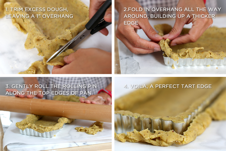 rolling tart dough for Fig Mascarpone Tart with Pistachio Black Pepper Crust dough instructions