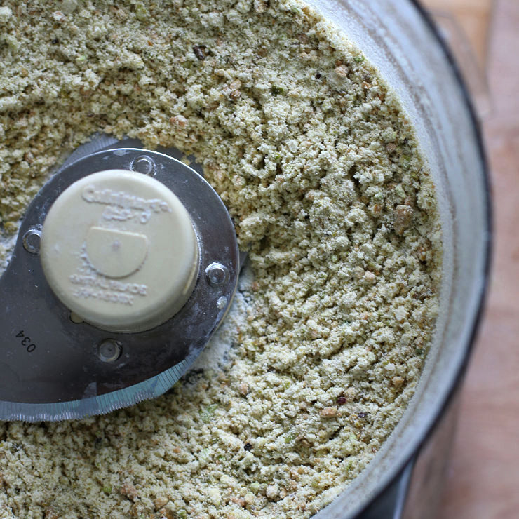 Making the crust for Fig Mascarpone Tart with Pistachio Black Pepper Crust