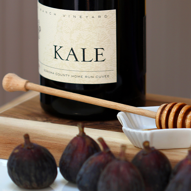 Kale Sonoma County Home Run Cuvée with figs for Fig Mascarpone Tart