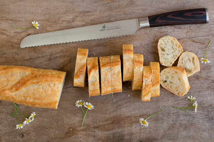 Goat Cheese Apple Hazelnut & Cajeta Crostini sliced baguette for the Goat Cheese Apple Hazelnut & Cajeta Crostini