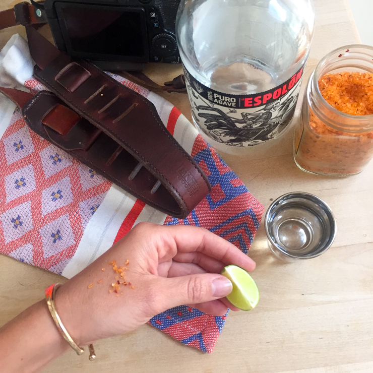 Tequila shots while the key lime tart filling sets