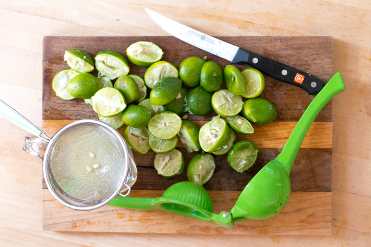 Sliced and squeezed key limes