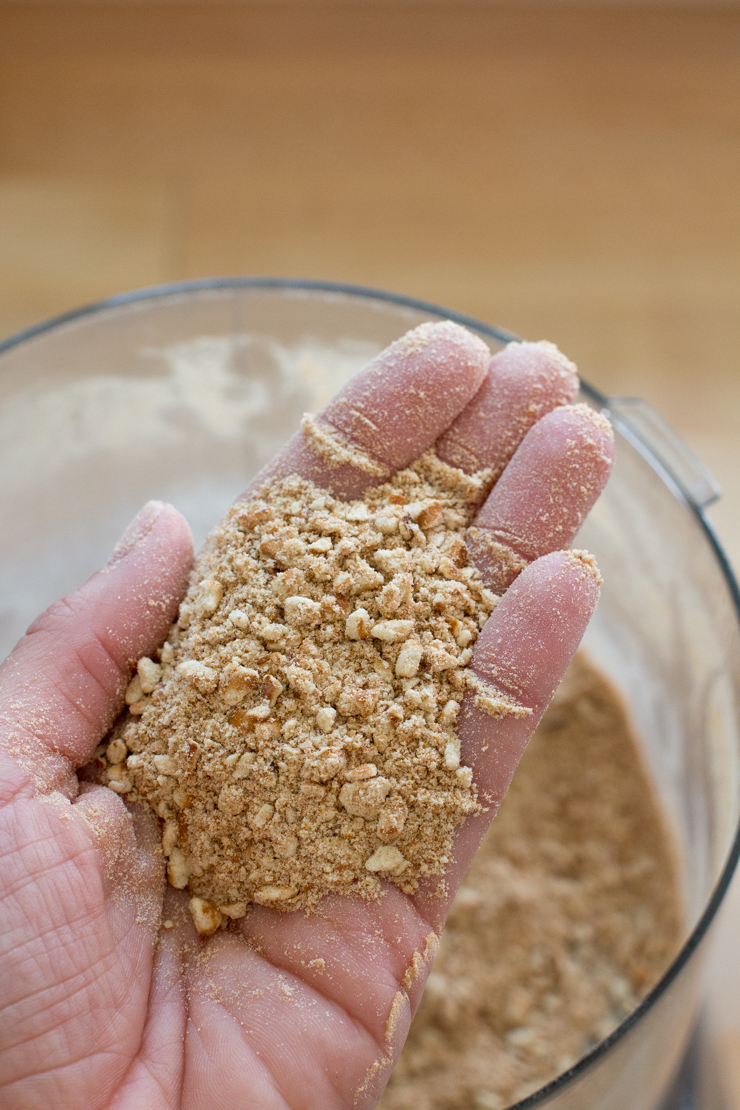 Ground pretzels for the crust of the key lime tequila tart
