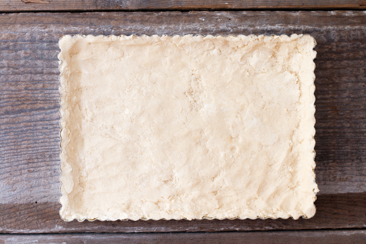shortbread dough pressed into pan