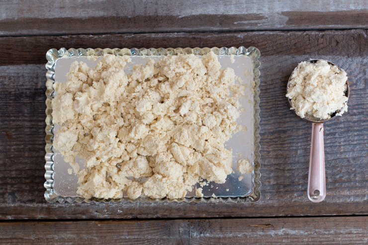 shortbread crumble dough in pan