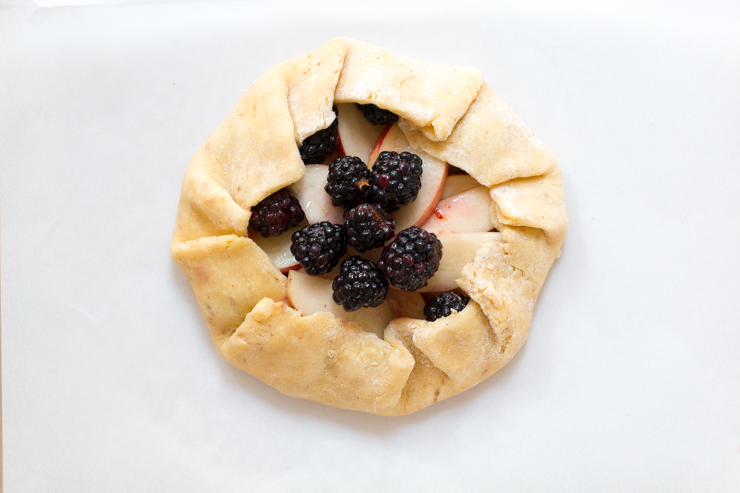 blackberry nectarine galette fold