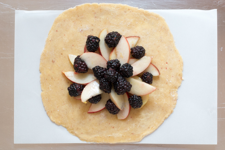 Blackberry Nectarine Galettes with Pink Peppercorn Crust assembly