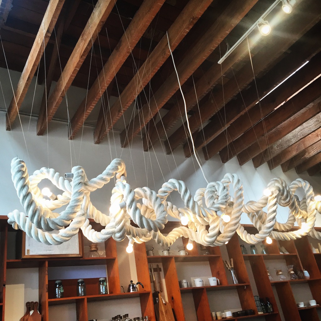 The lighting over the long table over The Mill