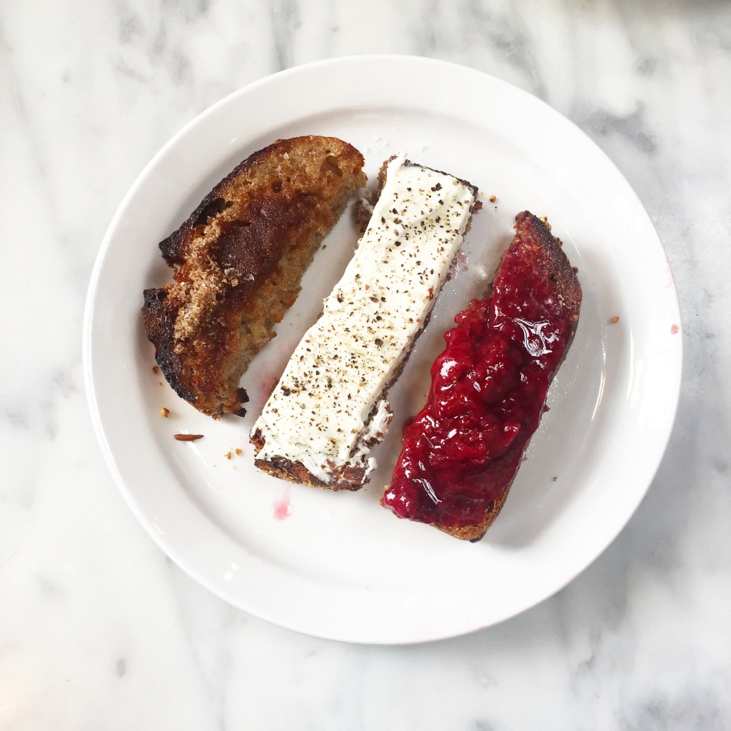 The famous toast on Josey Baker Bread at The Mill in San Francisco