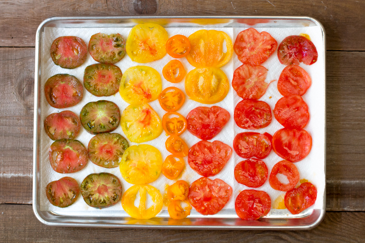 Sliced BLT Galette tomatoes