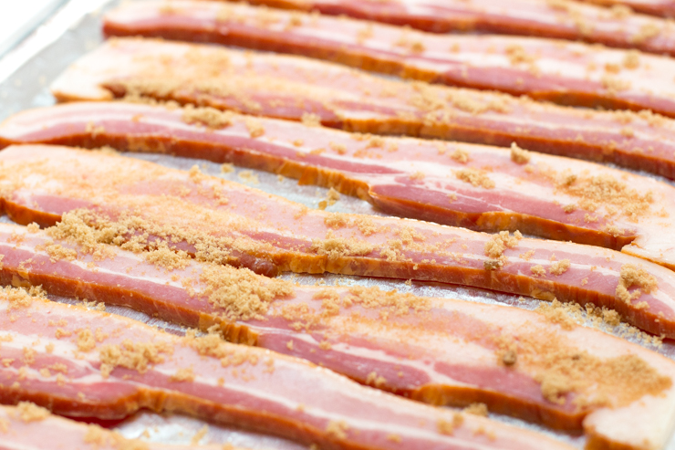 Bacon rubbed with brown sugar