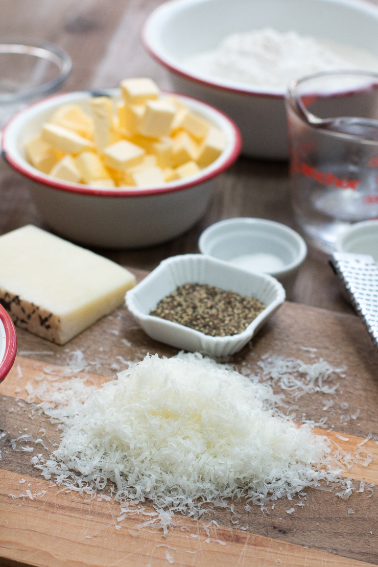 BLT Galette crust key ingredients: butter, pecorino cheese, vodka, and pepper