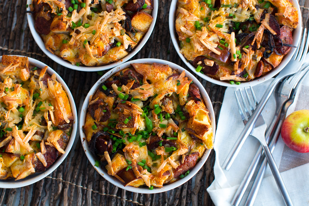 Sausage Gouda and Pretzel Strata