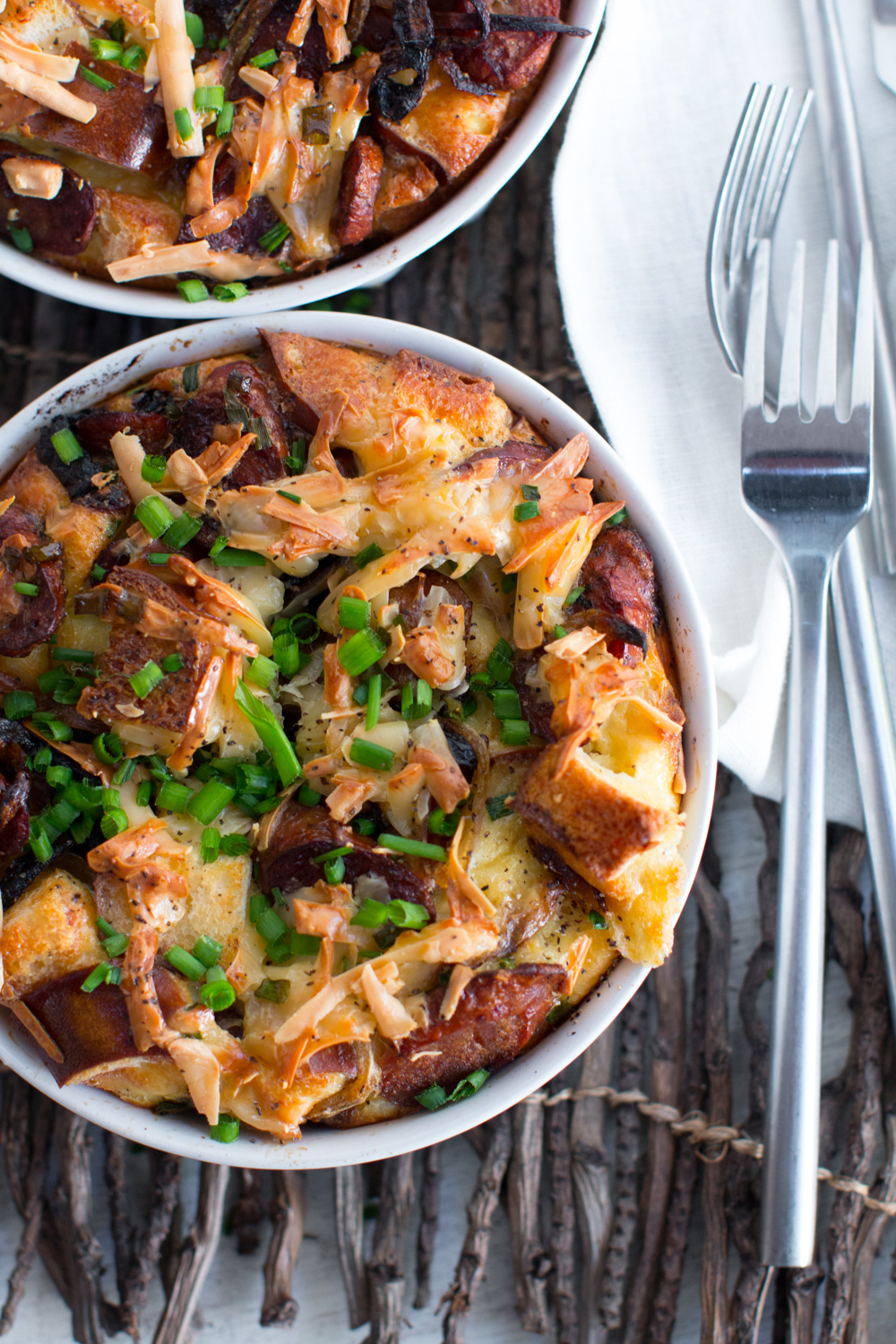Sausage Gouda and Pretzel Strata