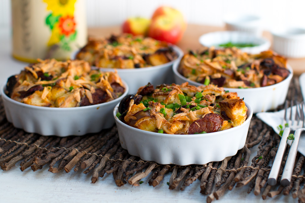 Sausage Gouda and Pretzel Strata