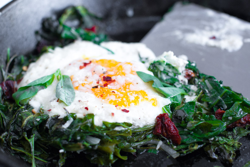 Baked Eggs with Ricotta, Greens & Sun Dried Tomatoes Baked Eggs with Ricotta, Greens & Sun Dried Tomatoes-30
