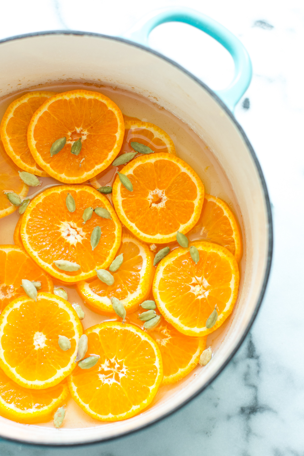 Ojai Pixie Tangerines getting candied and spiced with cardamom pods