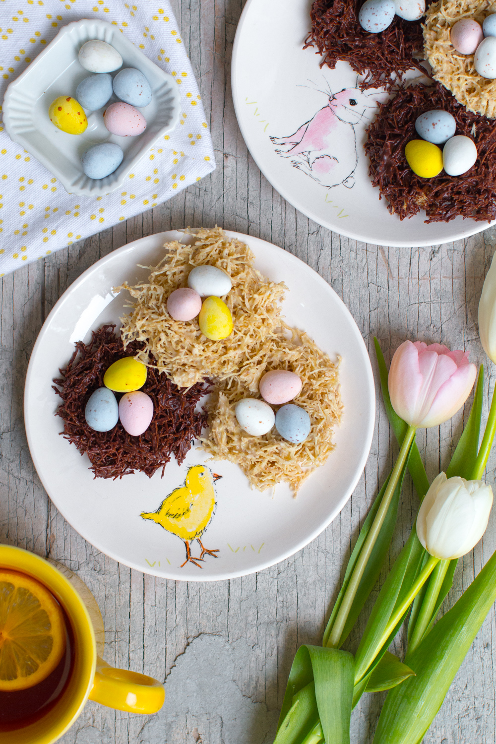Dark and White Chocolate Birds' Nests
