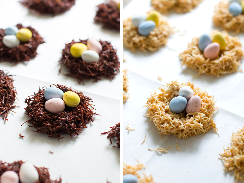 Shaping White and Dark Chocolate Birds' Nests