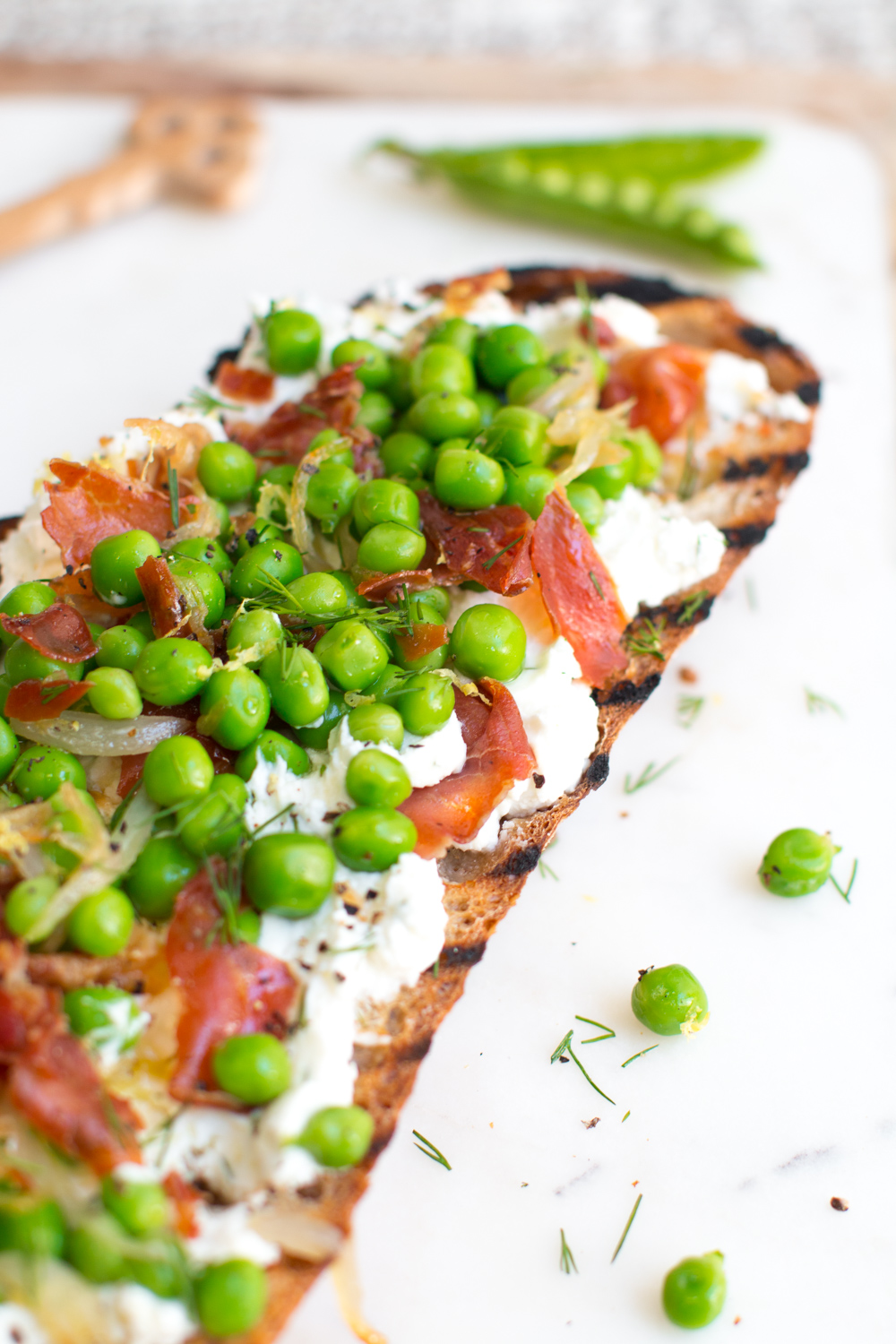 Pea Prosciutto and Goat Cheese Tartine-6