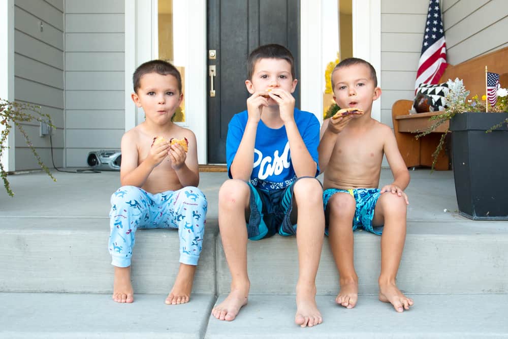 Vincent, Clark and Warren reaping their well deserved rewards on a hot summer day.