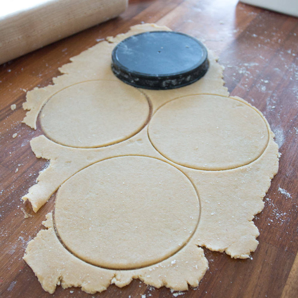 cutting hand pie dough into rounds