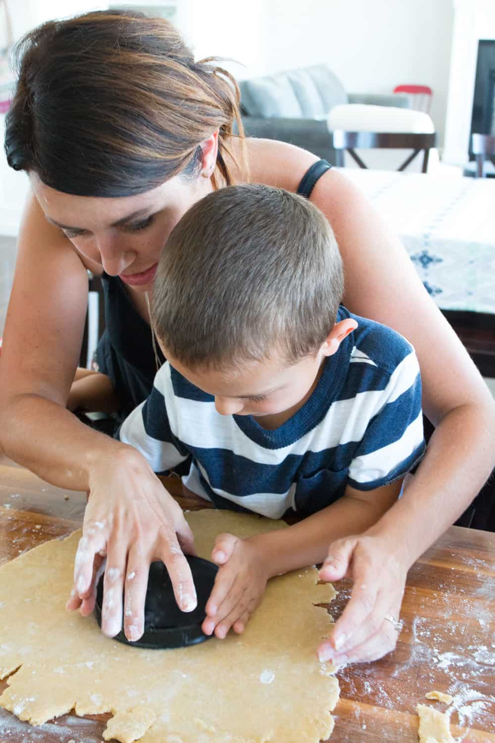 Warren and I cutting pie dough
