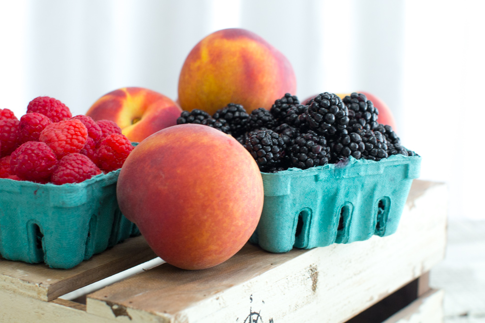 Peaches, blackberries and raspberries from Santa Barbara Farmers Market
