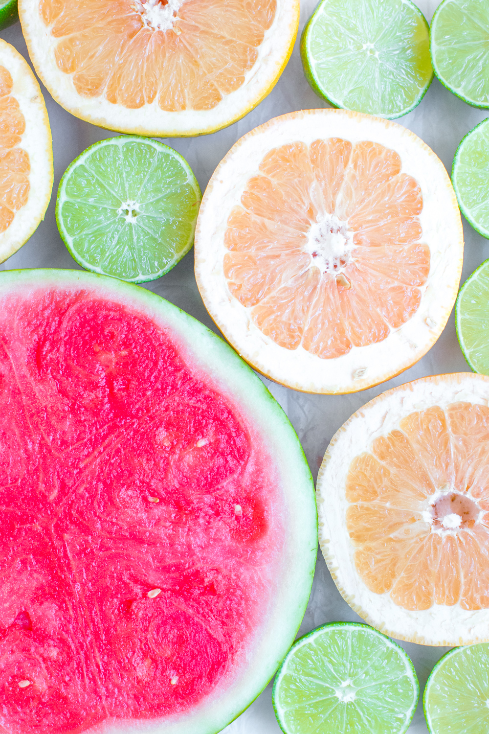 fresh watermelon, grapefruit and lime