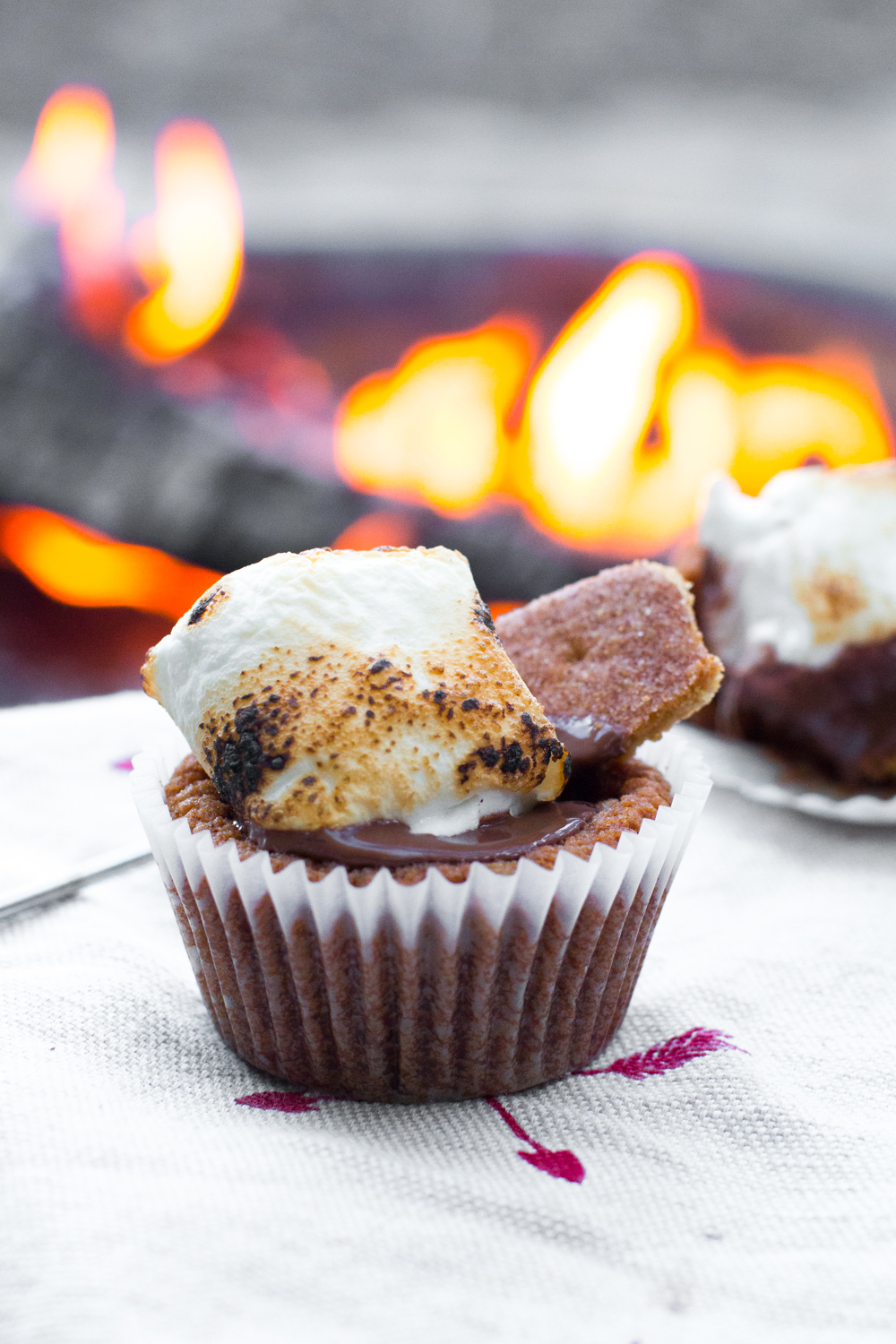 Nutella S'mores Cookie Cups fireside