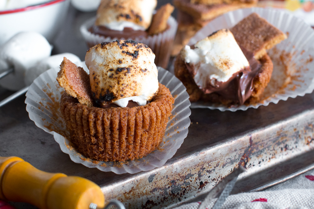 Nutella S'mores Cookie Cups close up