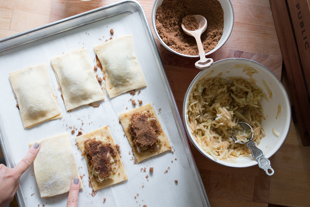 shaping the Maple Glazed Apple Cinnamon Pop Tarts