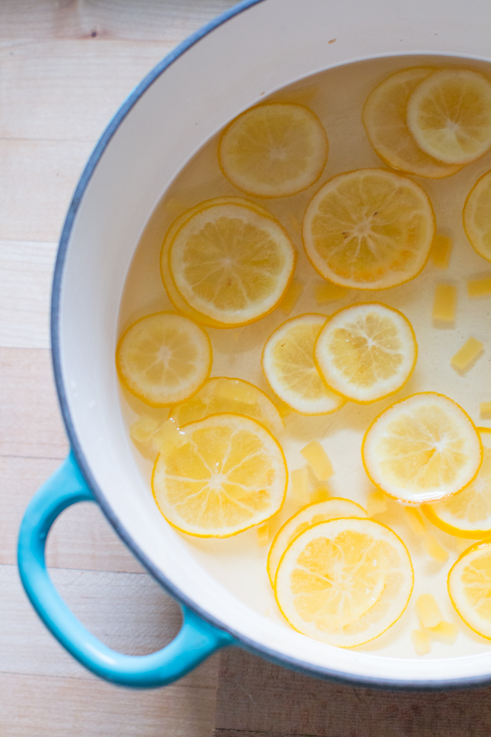 simmering meyer lemon & ginger to candy