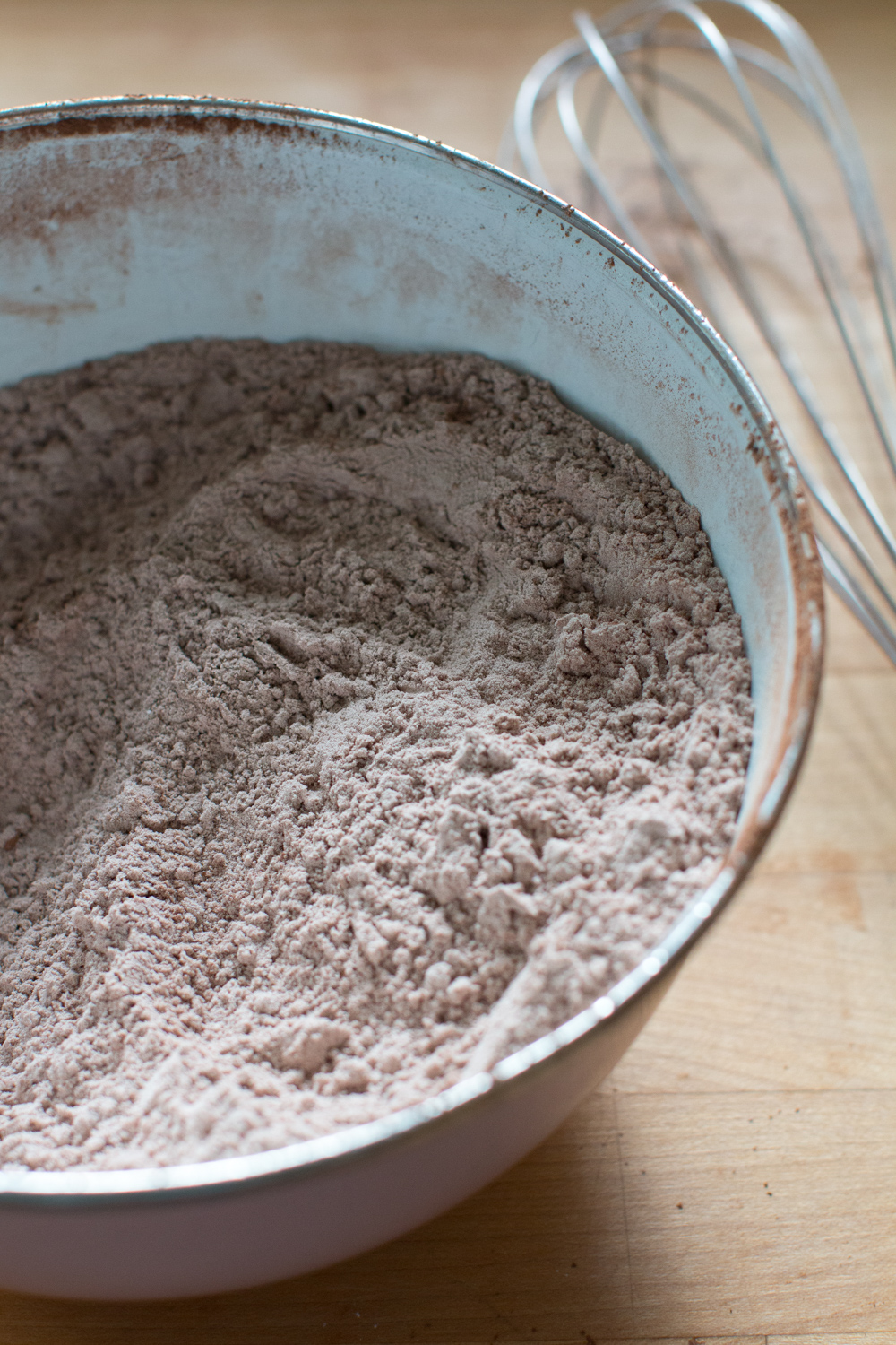 cocoa powder with dry ingredients for the cookies