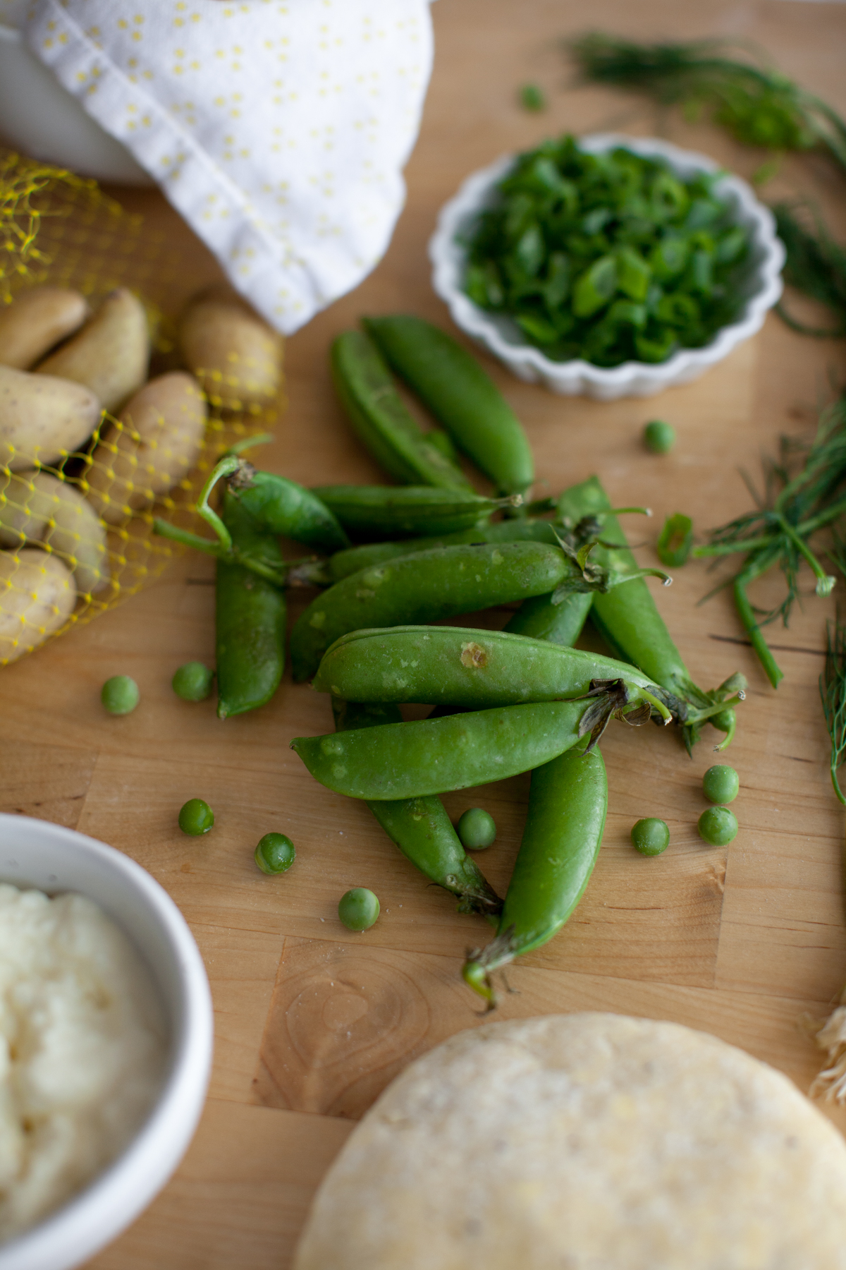 Ricotta, Potato & Spring Pea Galette ingredients