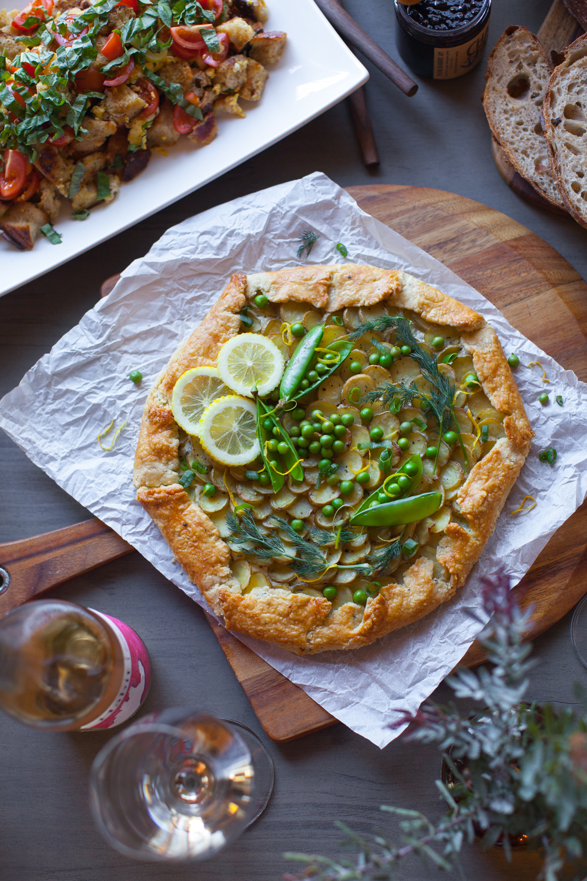 This Ricotta, Potato & Spring Pea Galette is right at home amongst this stunning spread.