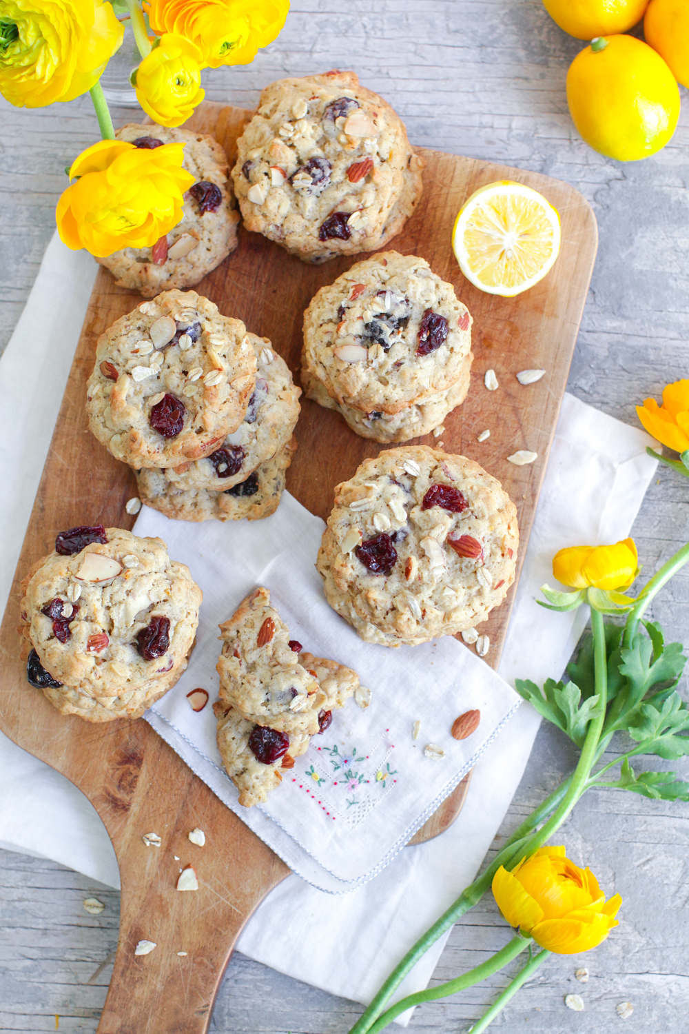 Lemon Cherry Almond Oat Cookies from Baking The Goods.