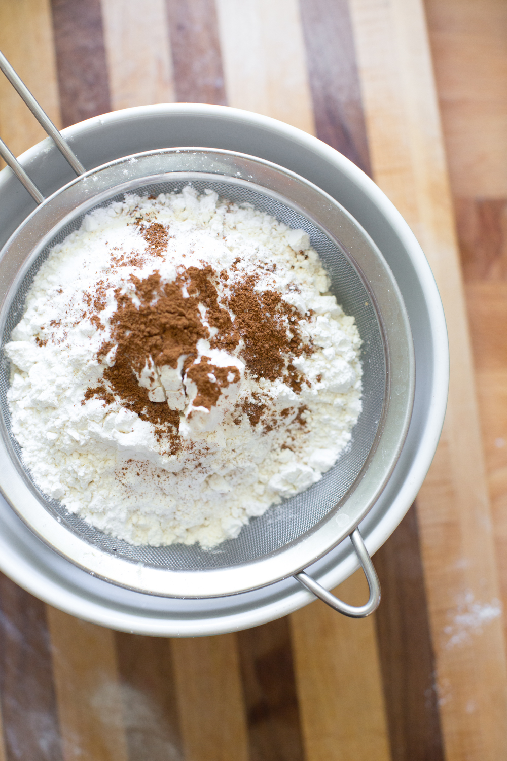 Sifting the dry ingredients
