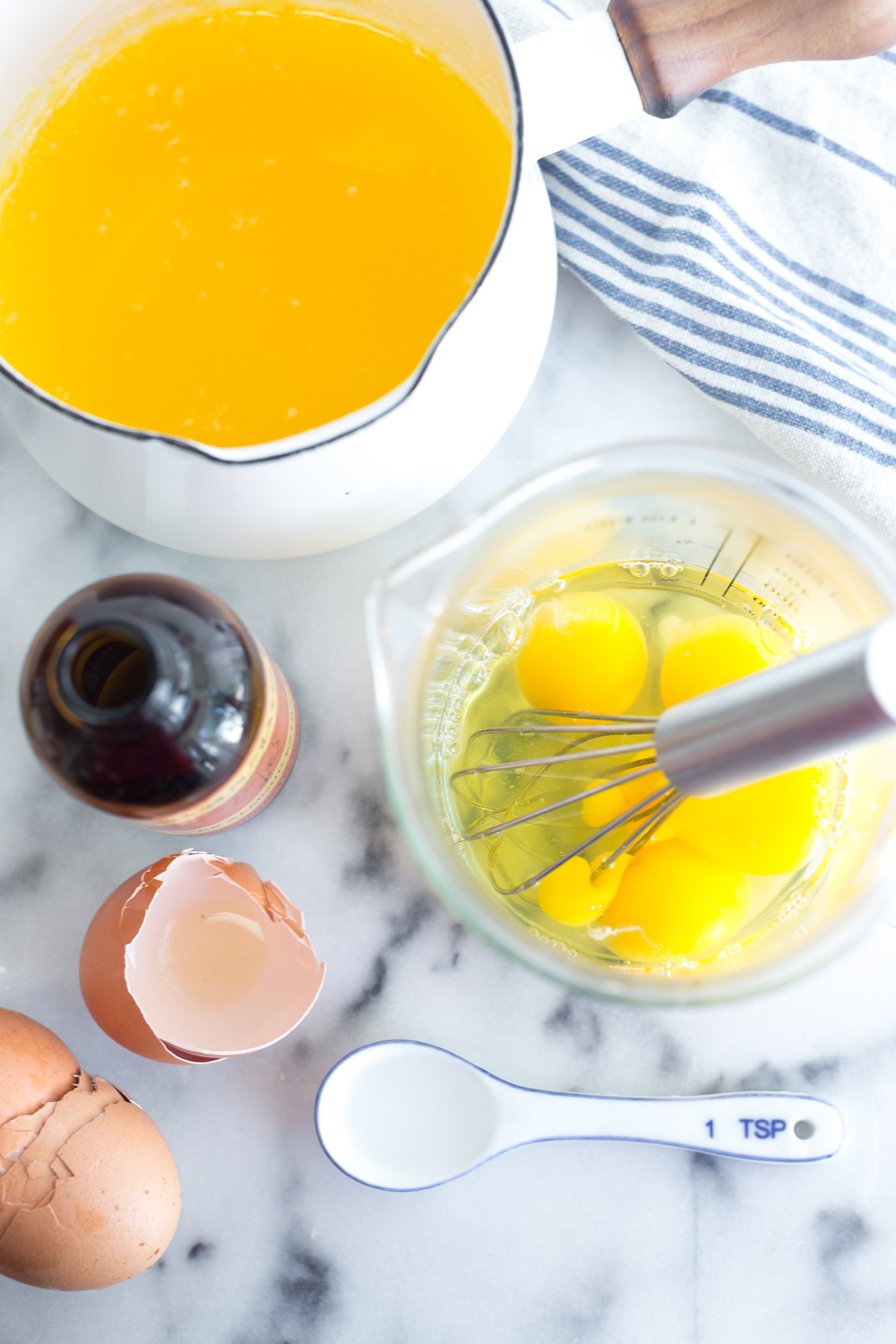 Wet ingredients for Blueberry Lemon Poppy Seed Muffins.