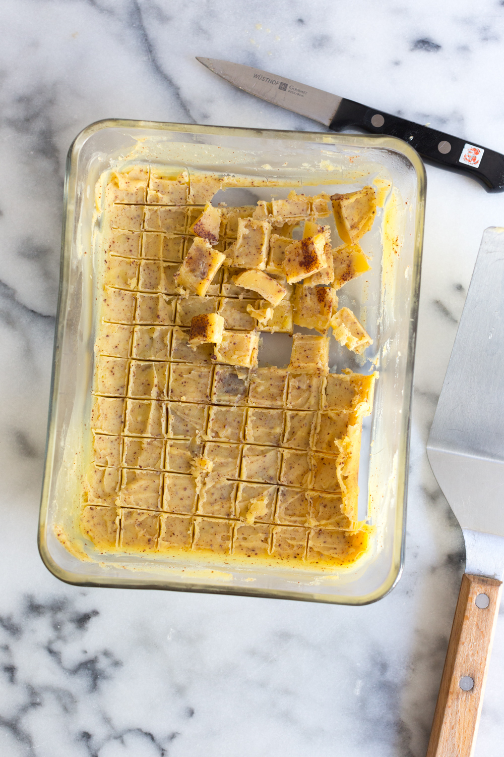 cubed solid brown butter