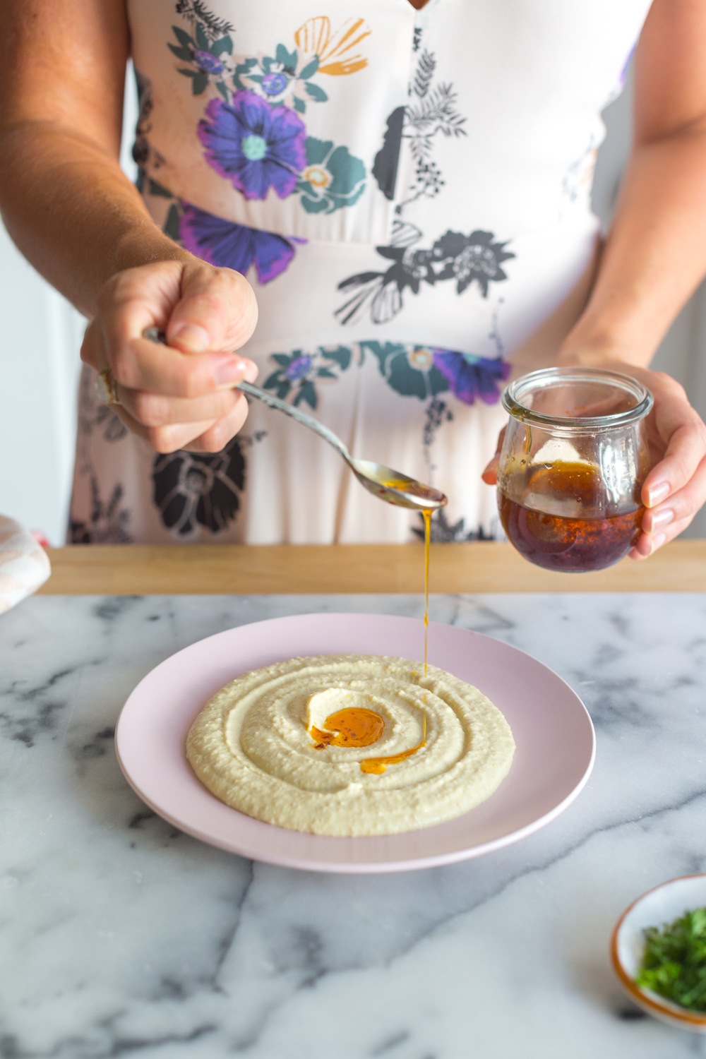 Creamy Dreamy Hummus spicy chile oil.