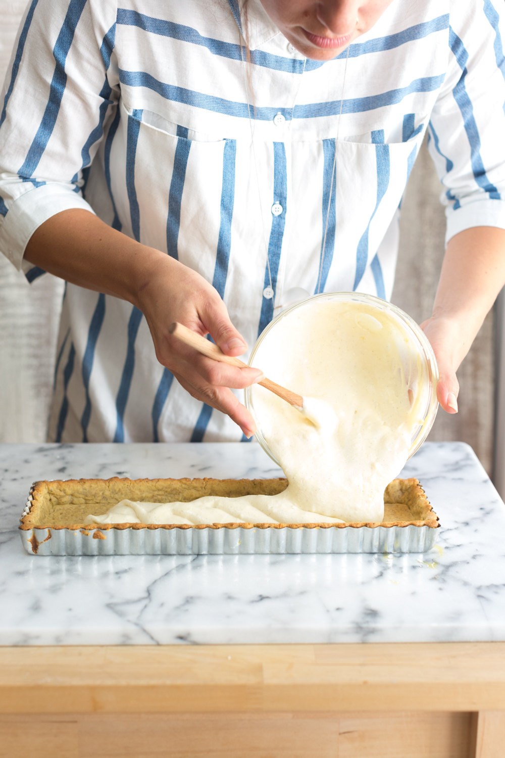 Ricotta & Amarena Cherry Tart with Pistachio Crust filling