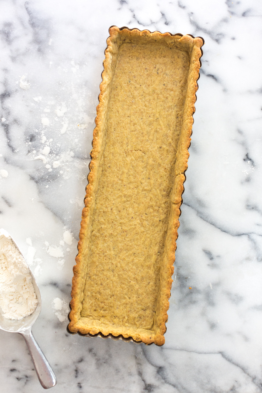 Ricotta & Amarena Cherry Tart with Pistachio Crust - tart shell baked