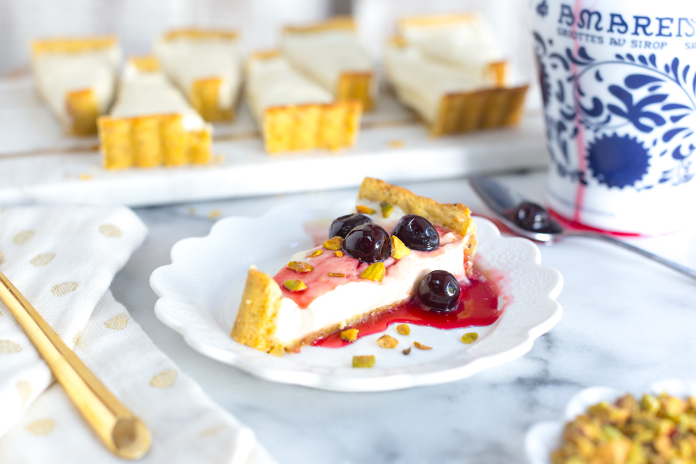 Ricotta & Amarena Cherry Tart with Pistachio Crust - yummy!