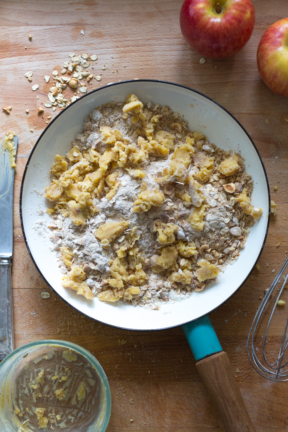 Cranberry Apple Brown Butter Crumble Pie topping