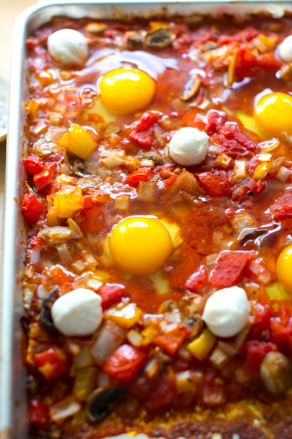 Sheet Pan Italian Baked Eggs drop